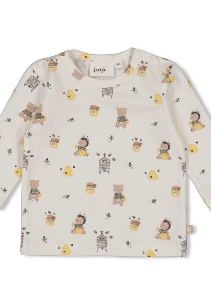 Feetje Longsleeve AOP - Honey Bear Offwhite