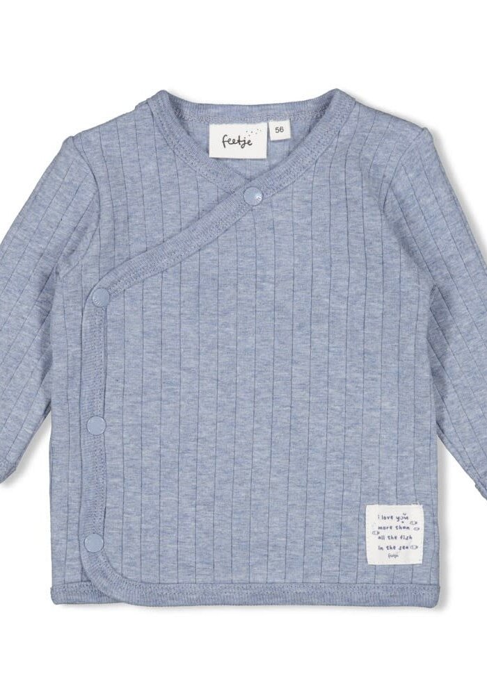 Feetje Overslagshirt rib - Blue Ocean Blauw melange