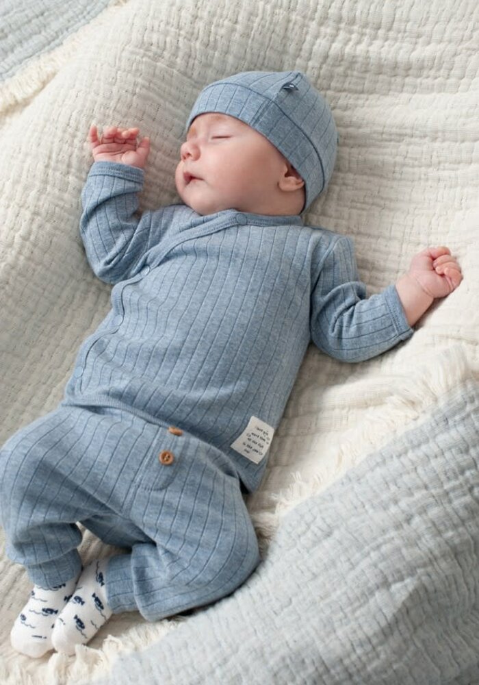 Feetje Overslagshirt rib - Blue Ocean Blauw melange