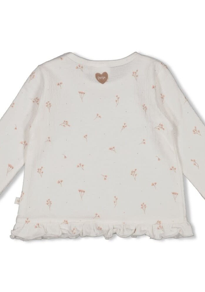 Feetje Longsleeve ruches crinkle AOP - Delicate Flower Offwhite