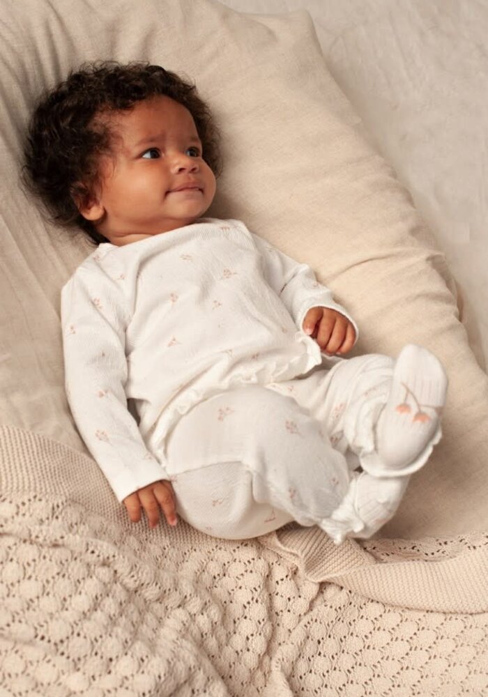 Feetje Longsleeve ruches crinkle AOP - Delicate Flower Offwhite