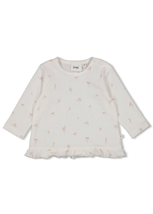 Feetje Feetje Longsleeve ruches crinkle AOP - Delicate Flower Offwhite
