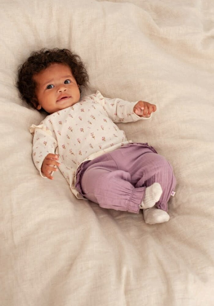 Feetje Longsleeve pointelle rib AOP - Flower Ranch Offwhite