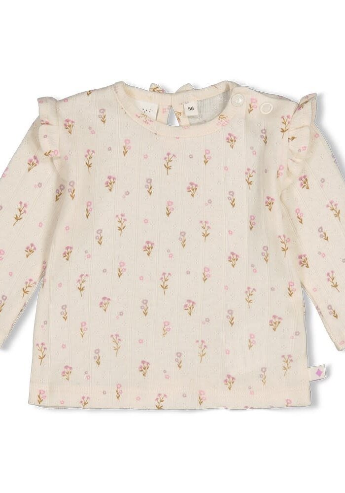 Feetje Longsleeve pointelle rib AOP - Flower Ranch Offwhite