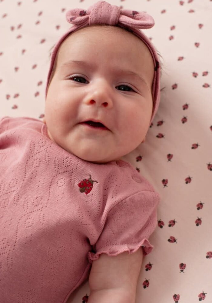 Feetje T-shirt ajour rib - Ladybug Roze
