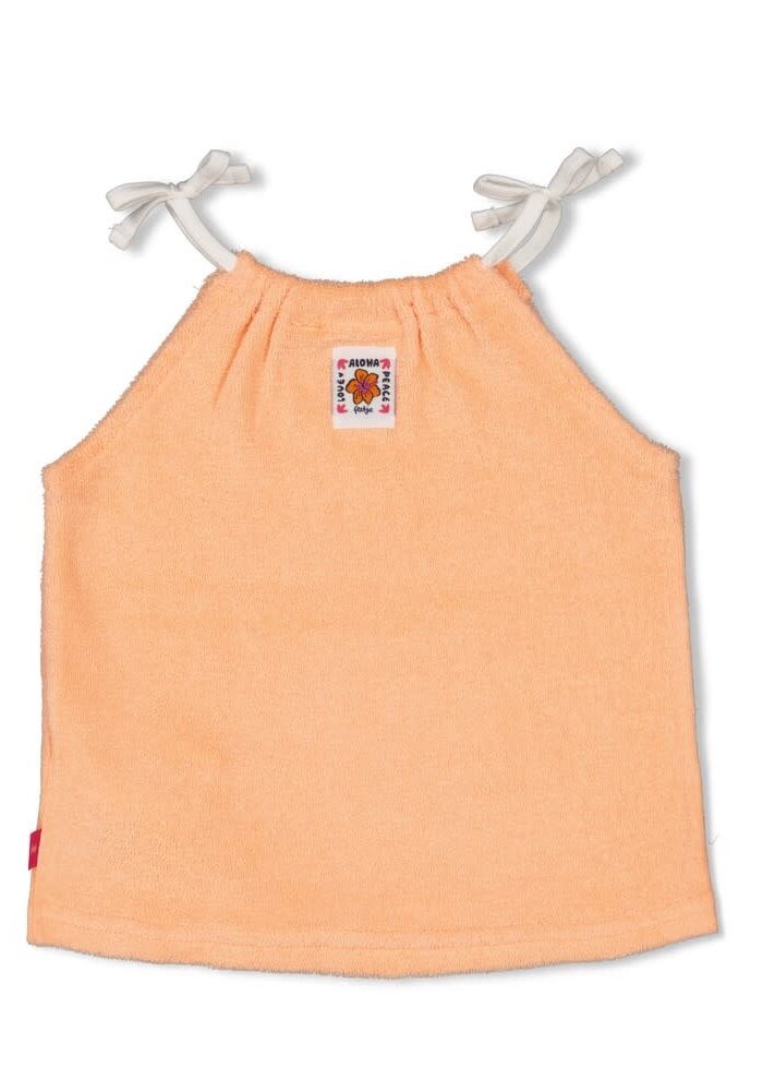 Feetje Top badstof - Love Peace Aloha Perzik