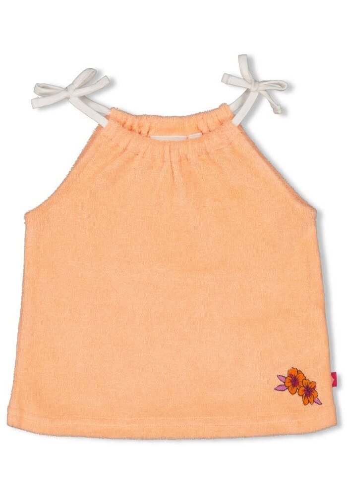 Feetje Top badstof - Love Peace Aloha Perzik