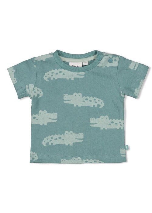 Feetje Feetje T-shirt AOP - You Croc my World Zeegroen