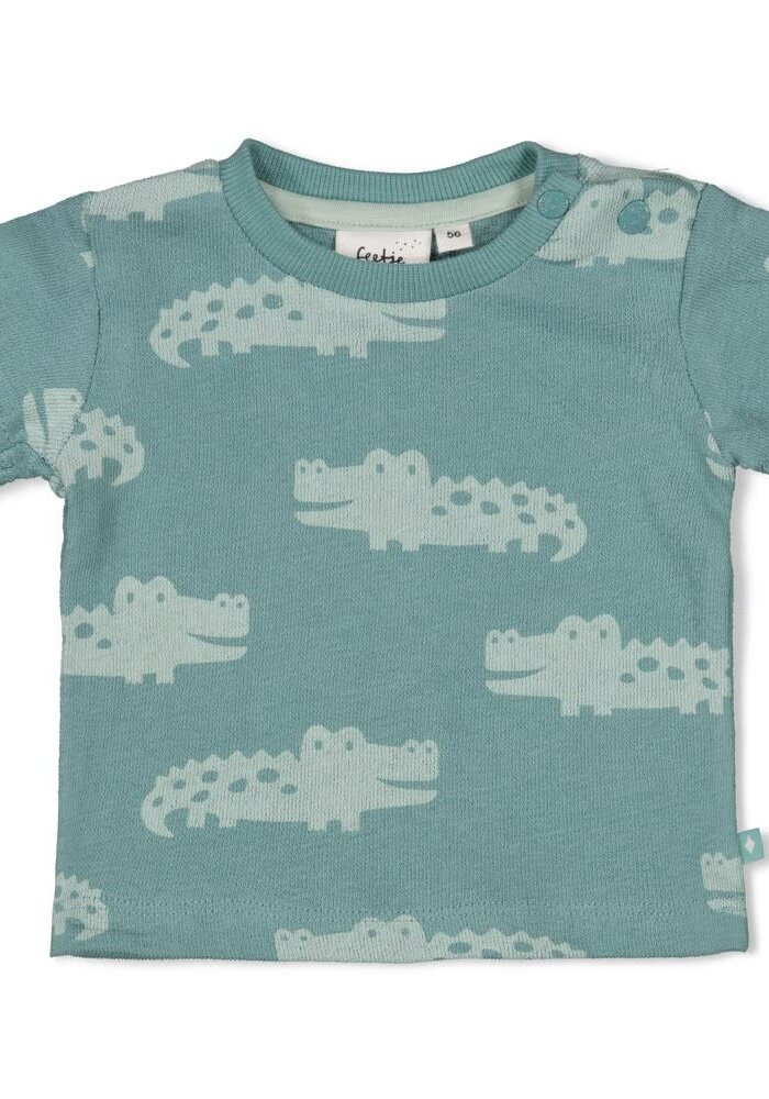 Feetje T-shirt AOP - You Croc my World Zeegroen