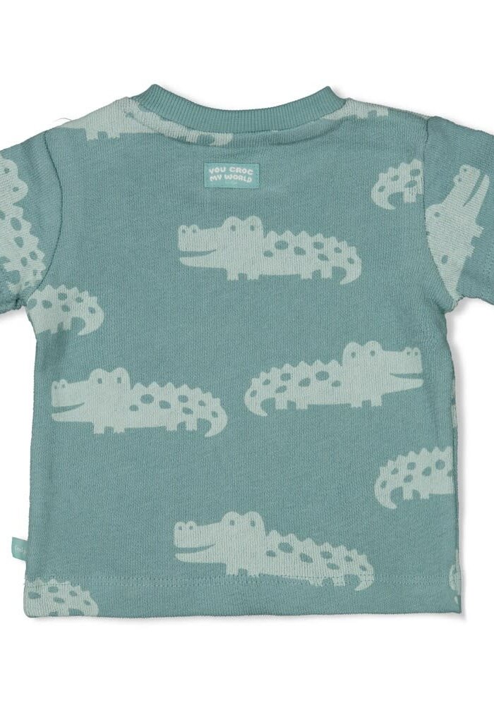 Feetje T-shirt AOP - You Croc my World Zeegroen