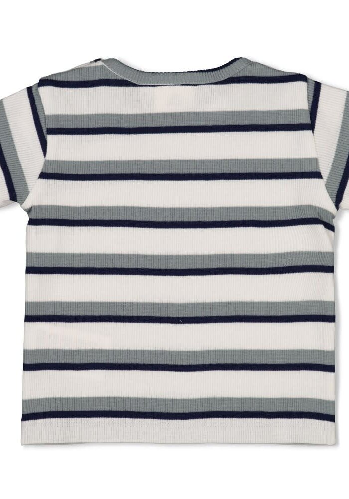 Feetje T-shirt rib met streep - Summer Denims Offwhite