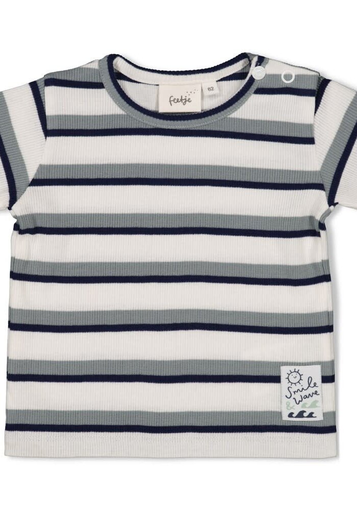 Feetje T-shirt rib met streep - Summer Denims Offwhite