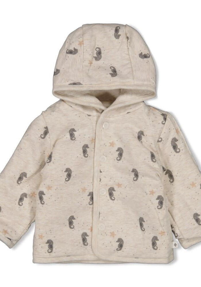 Feetje Omkeerbaar jasje met capuchon AOP - Sea Sweeties Offwhite melange