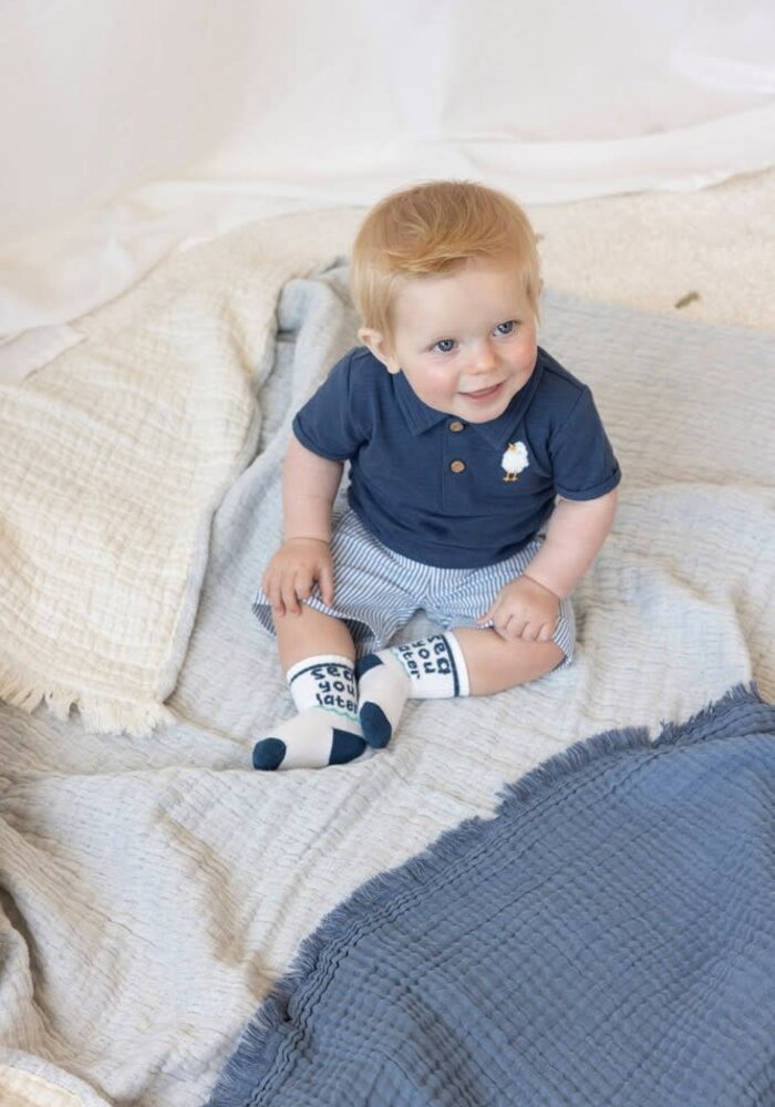 Feetje Short streep chambray - Seaside Happiness Chambray