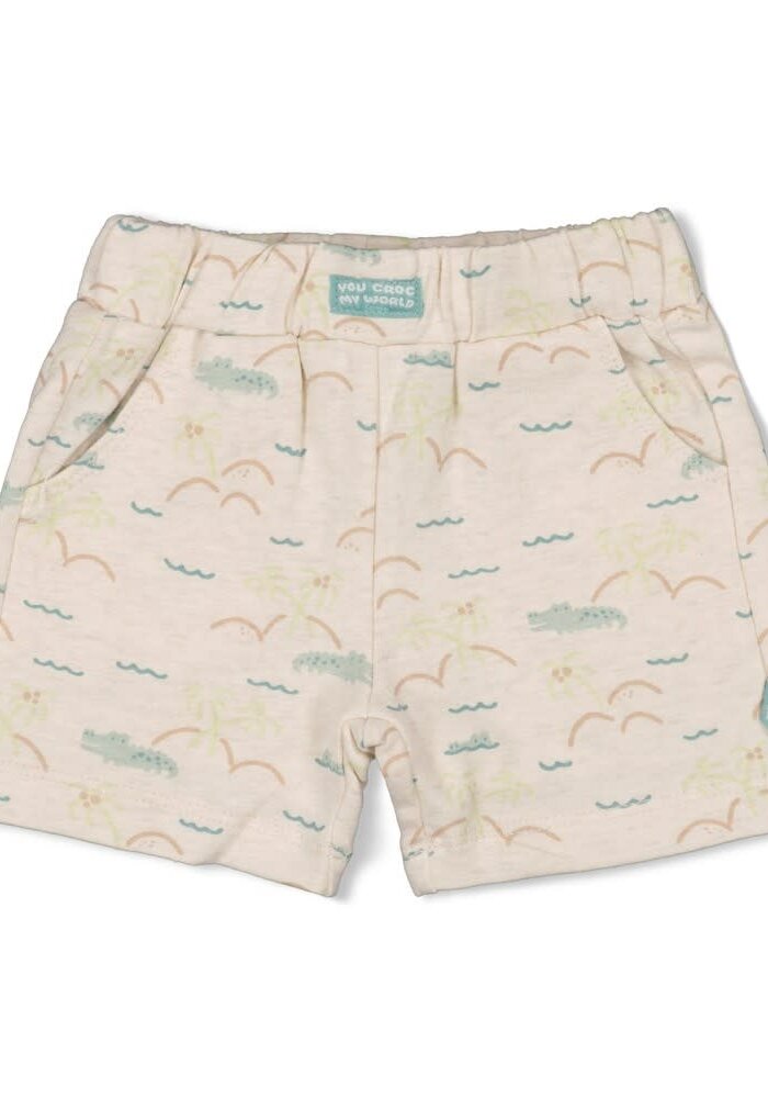 Feetje Short AOP - You Croc my World Offwhite melange
