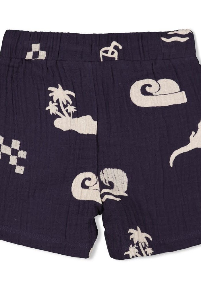 Feetje Short mousseline AOP - Lagoon Legends Indigo