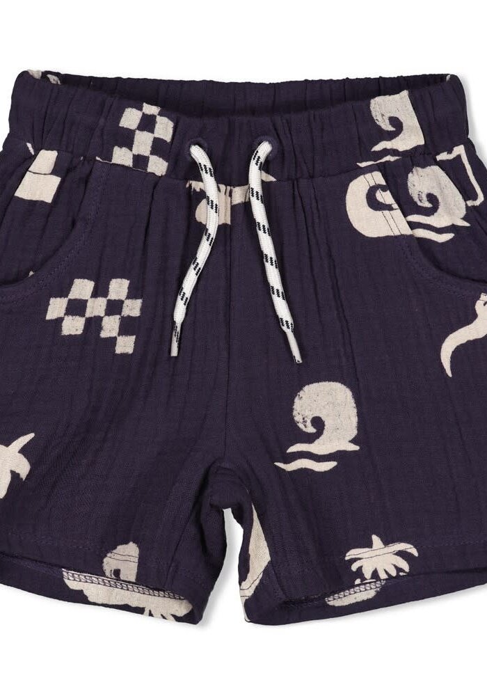 Feetje Short mousseline AOP - Lagoon Legends Indigo