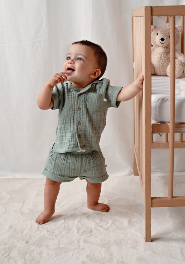 Feetje Short mousseline - Summer Woven Zeegroen