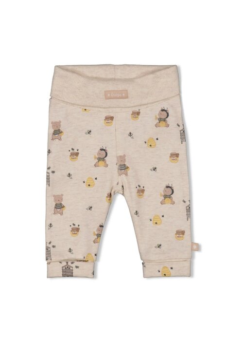 Feetje Feetje Broek AOP - Honey Bear Offwhite melange