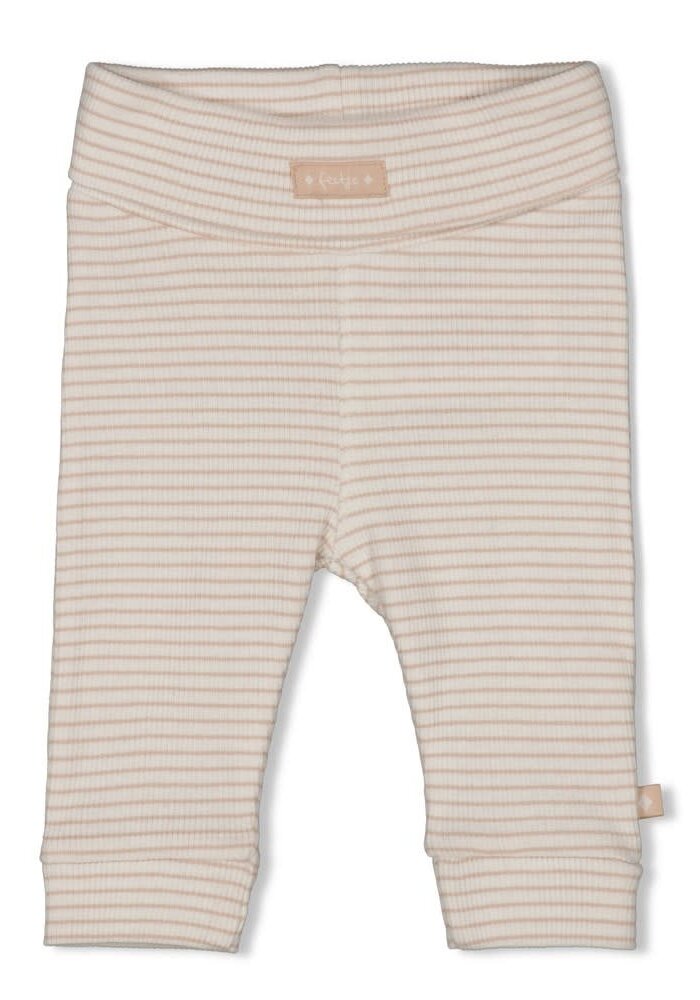 Feetje Broek rib met streep - Honey Bear Zand