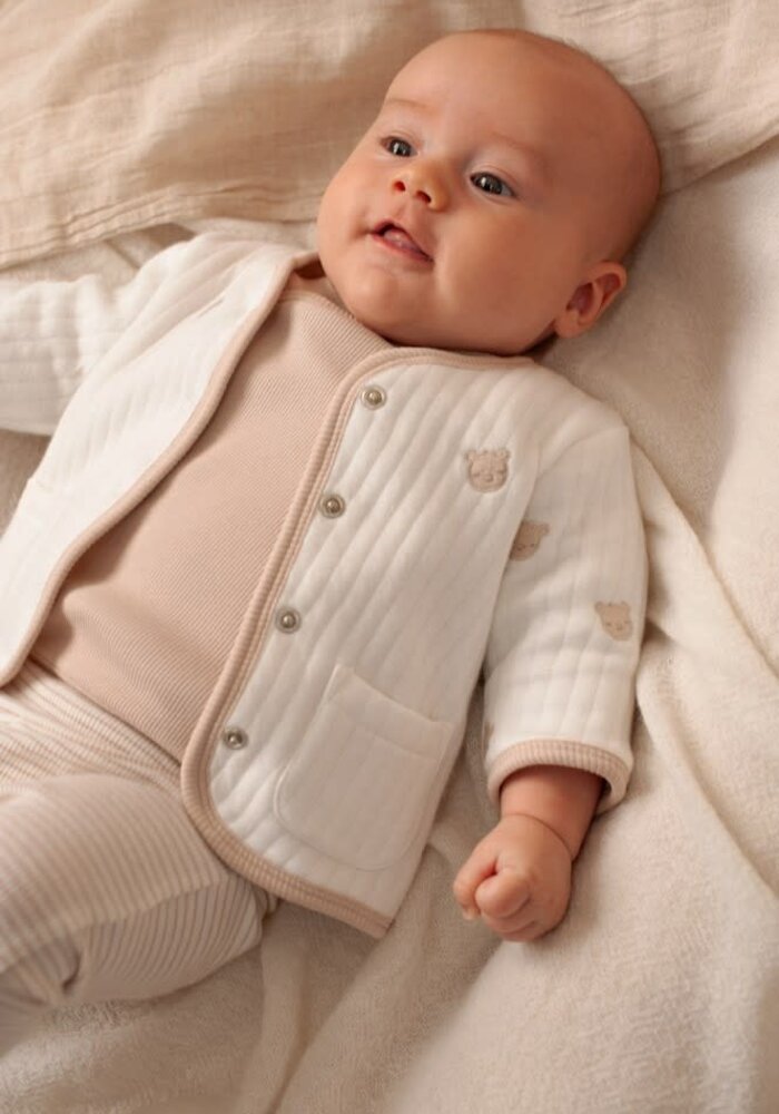 Feetje Broek rib met streep - Honey Bear Zand