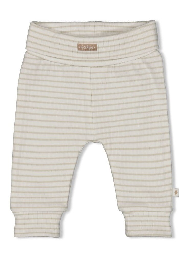Feetje Broek rib met streep - Elephant Mint