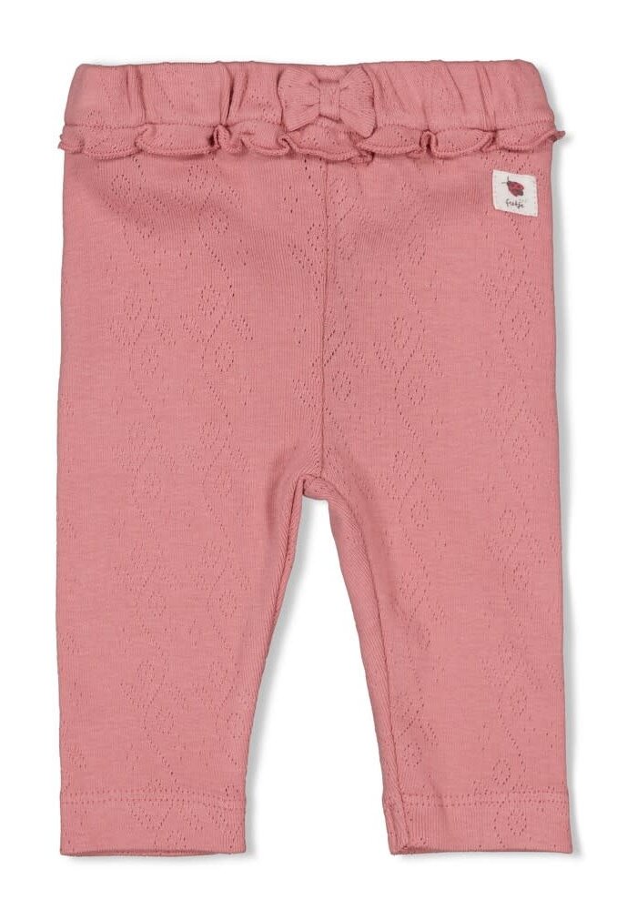 Feetje Legging ajour rib - Ladybug Roze