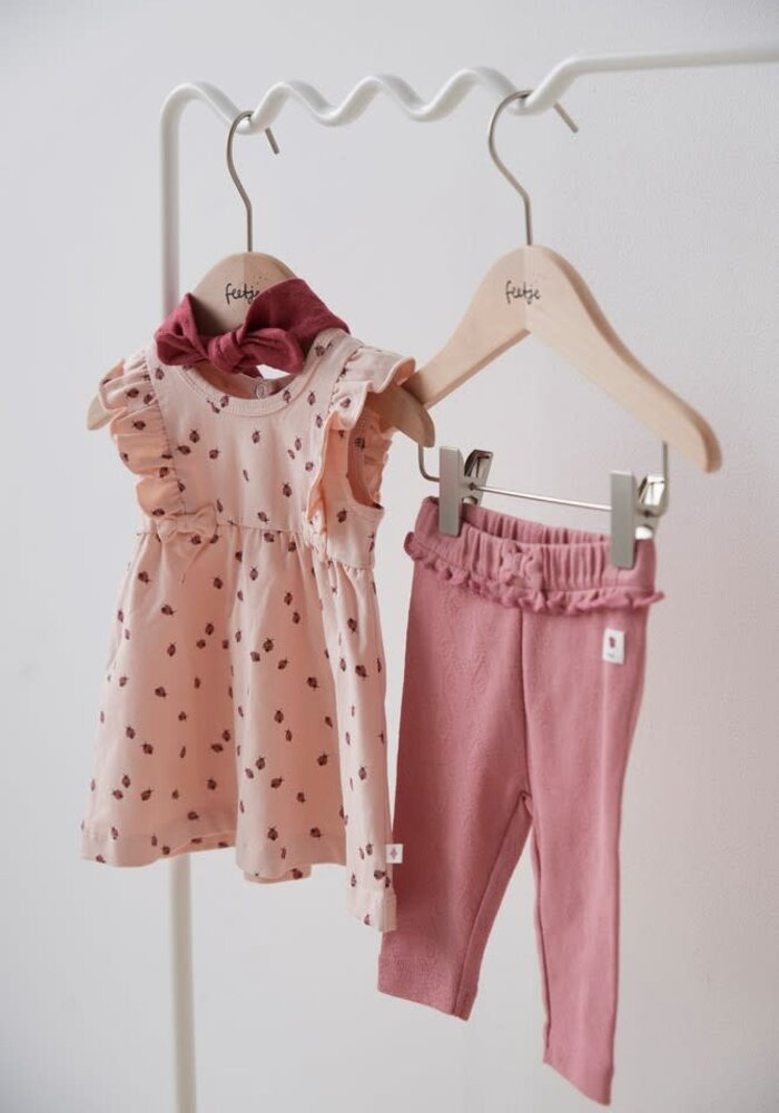 Feetje Legging ajour rib - Ladybug Roze