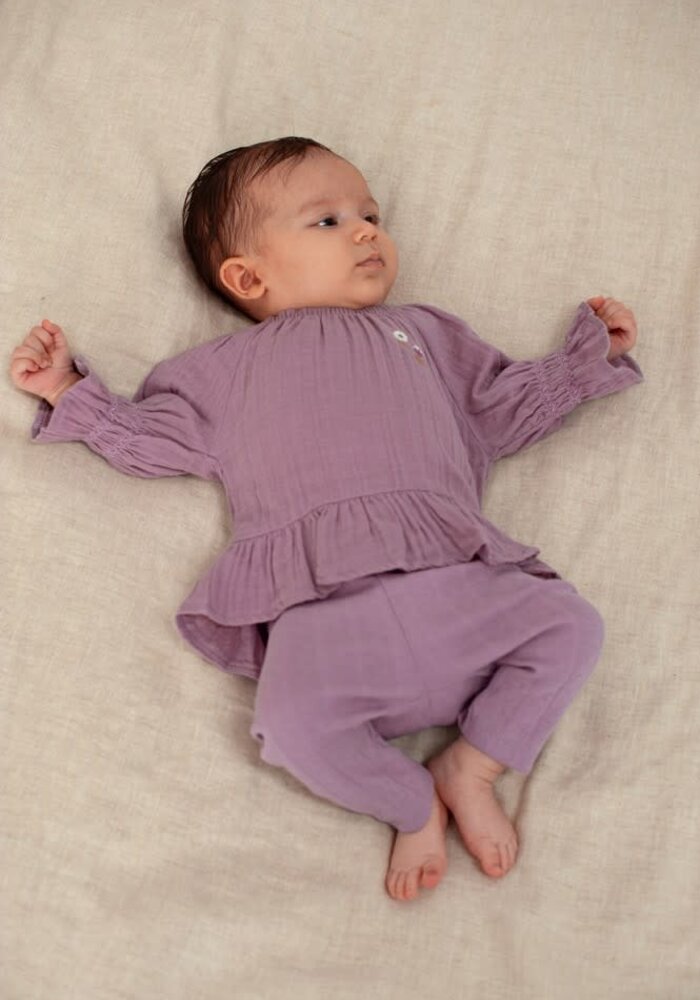 Feetje Legging pointelle rib - Flower Ranch Violet