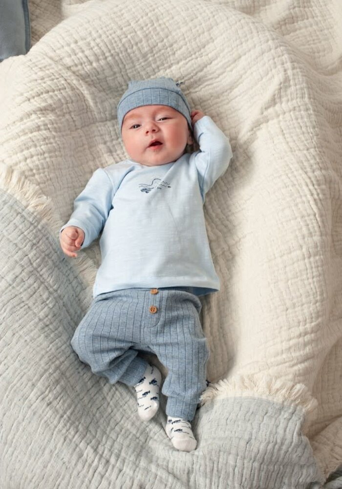 Feetje Broek rib - Blue Ocean Blauw melange