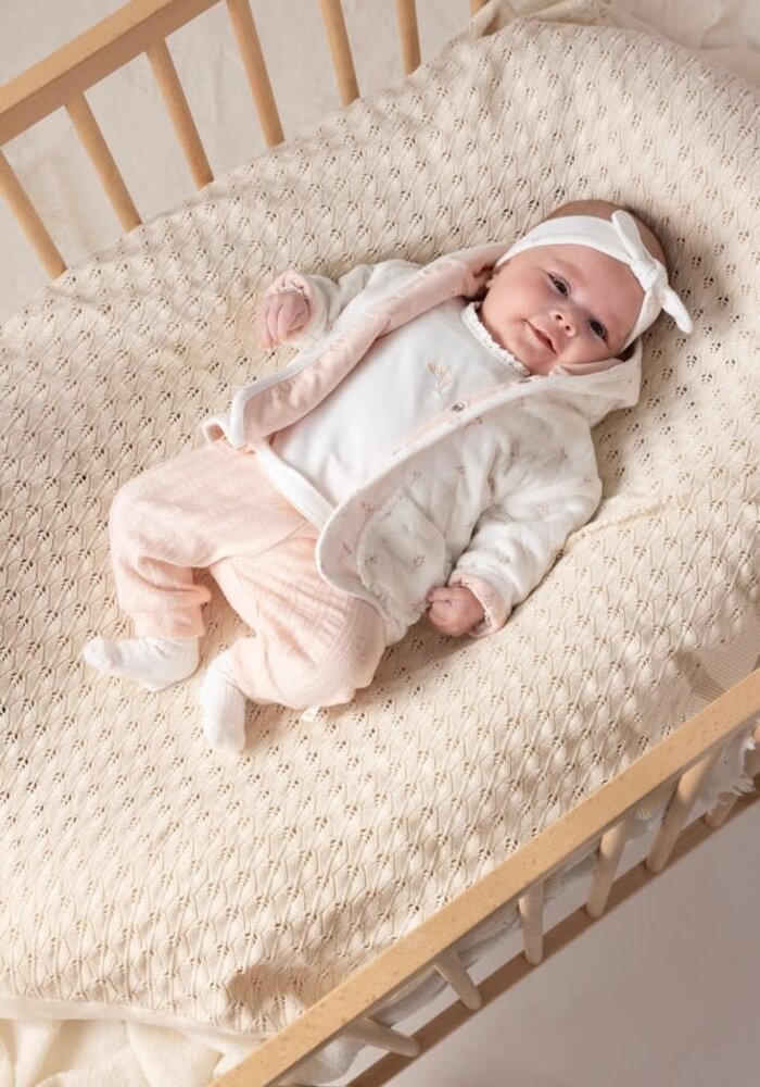 Feetje Broek pointelle rib - Delicate Flower l.Roze