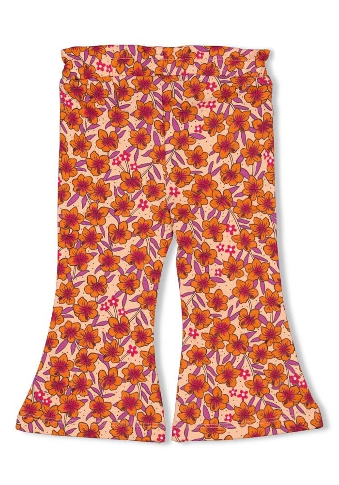 Feetje Flare broek AOP - Love Peace Aloha Perzik