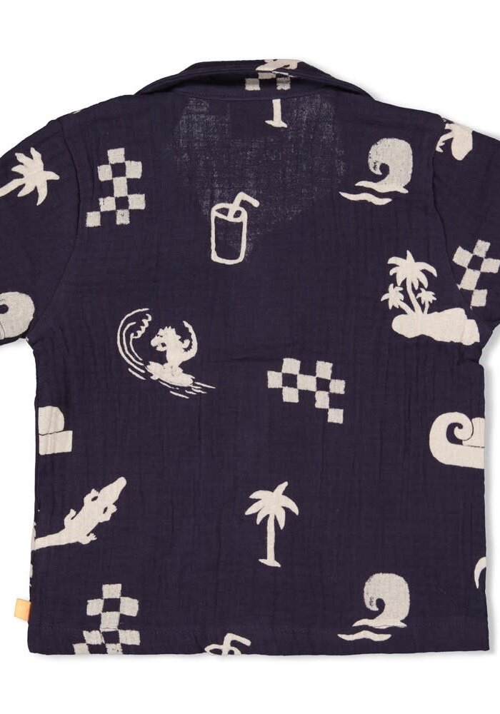 Feetje Blouse mousseline AOP - Lagoon Legends Indigo