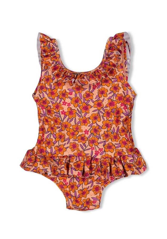 Feetje Badpak AOP - Love Peace Aloha Perzik