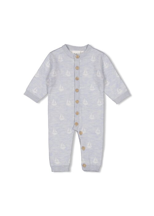 Feetje Feetje gebreid baby pak The Knits – Blauw Bootjes Print