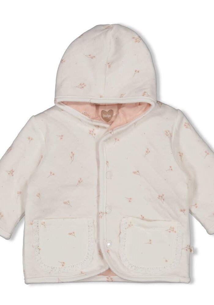 Feetje Omkeerbaar jasje met capuchon AOP - Delicate Flower Offwhite