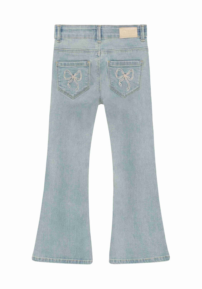 Daily Seven Denim Flared Fit Bow Medium Blue denim