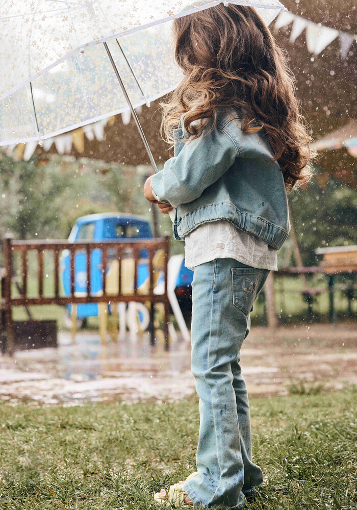 Daily Seven Denim Flared Fit Bow Medium Blue denim