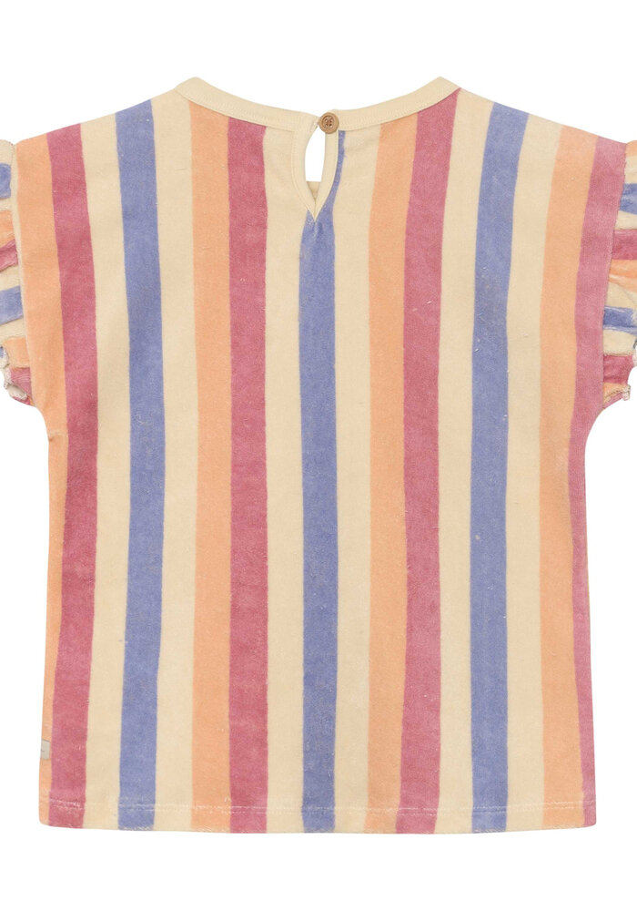 Daily Seven T-shirt Terry Striped Heather Rose