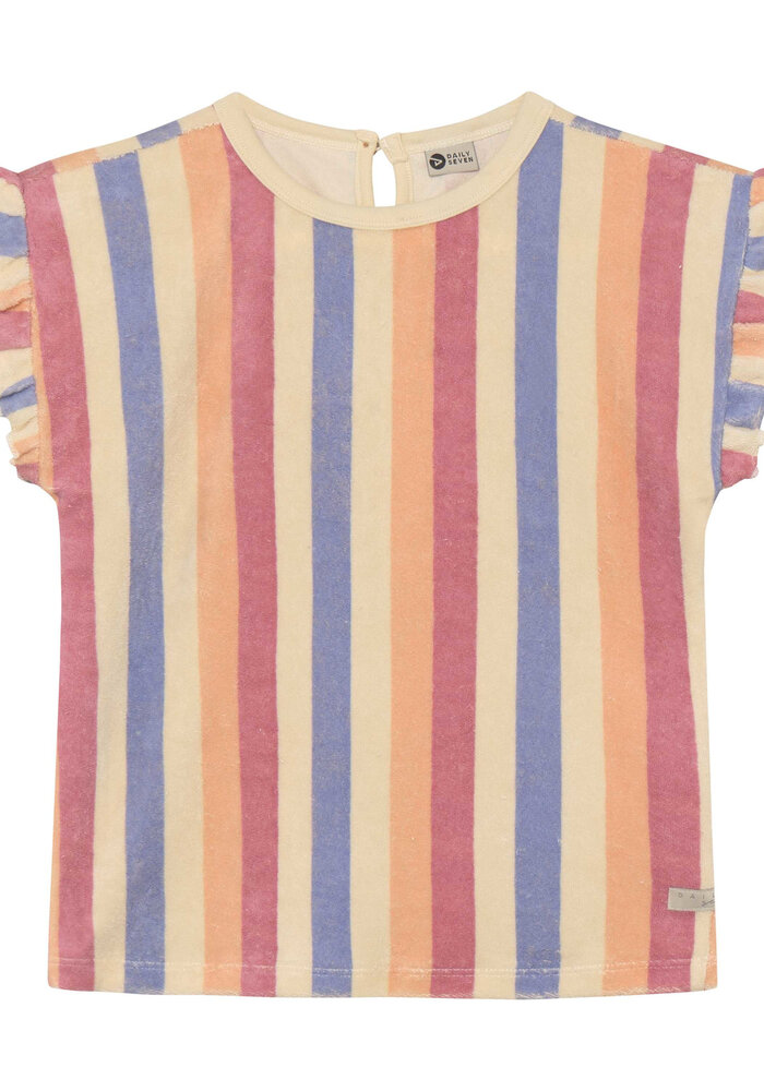Daily Seven T-shirt Terry Striped Heather Rose
