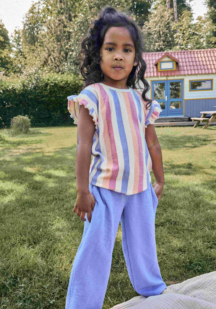 Daily Seven T-shirt Terry Striped Heather Rose