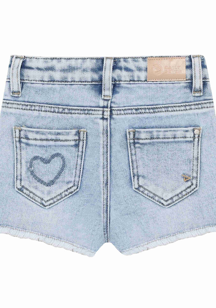 Daily Seven Denim Shorts Heart Blue Denim