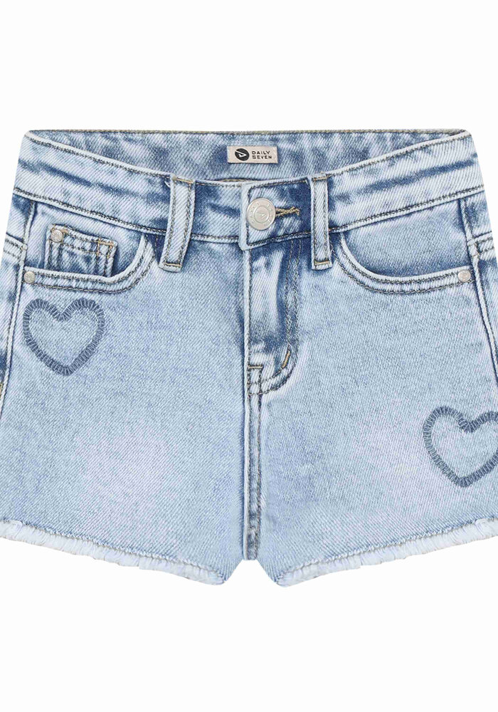 Daily Seven Denim Shorts Heart Blue Denim