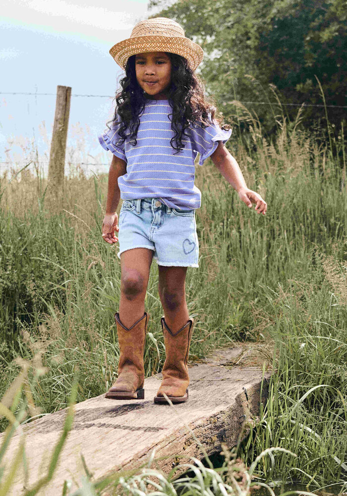 Daily Seven Denim Shorts Heart Blue Denim