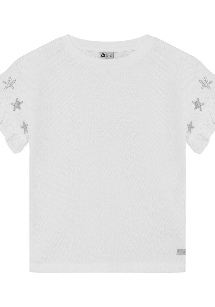 Daily Seven T-shirt Embroidery Sleeve Egret