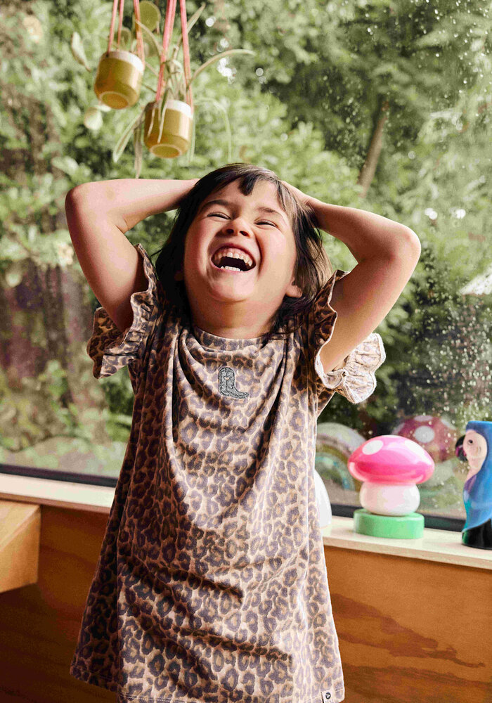 Daily Seven T-shirt Dress Allover Print Sandshell