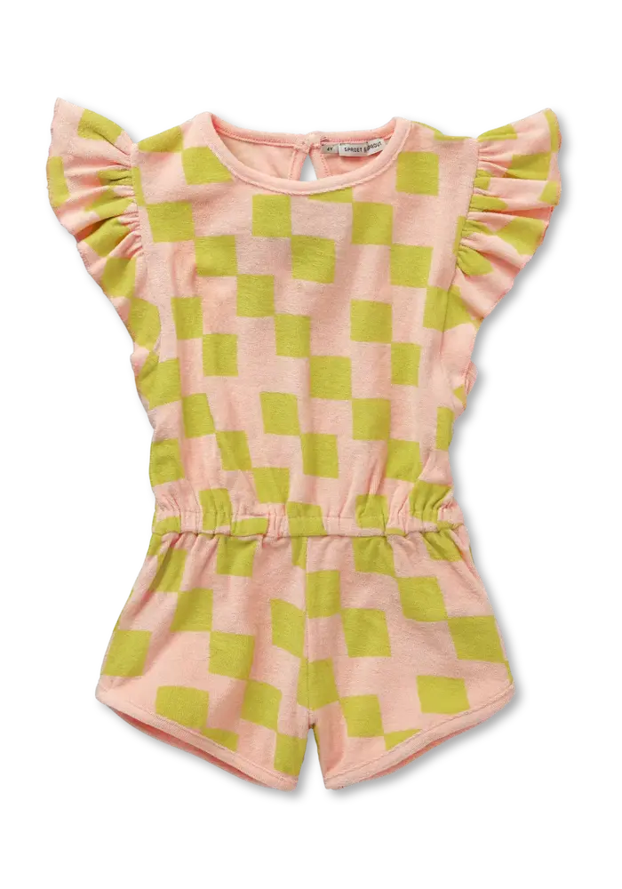 Sproet & Sprout Ruffle jumpsuit block print