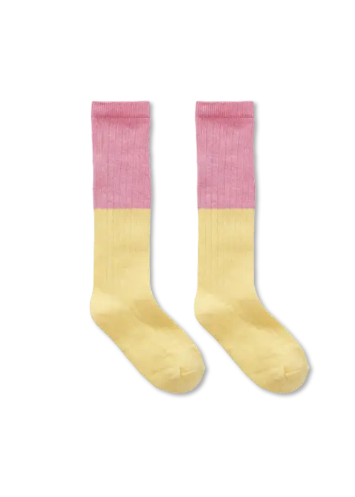 Sproet & Sprout Sproet & Sprout Sokken colourblock geel roze
