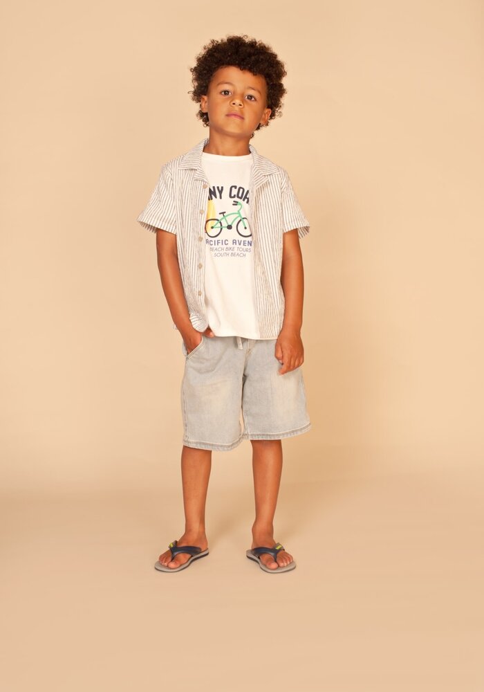 Stains and Stories boys shirt short sleeve Royal