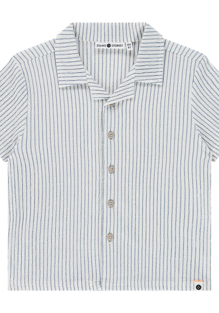 Stains and Stories boys shirt short sleeve Royal